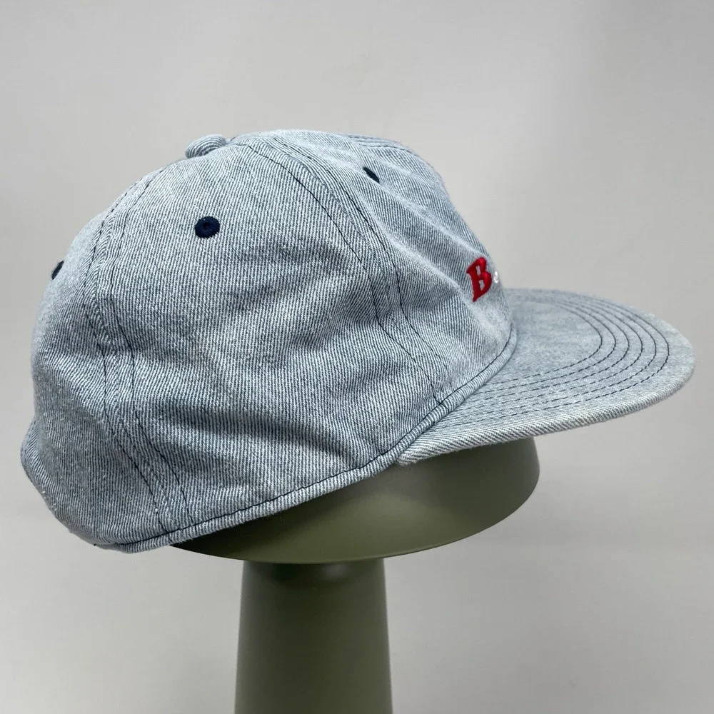 Barney Cools Men Denim Snapback Hat Light Blue Multi Color Logo Surf Skate New